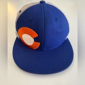 Aksels Colorado embroidered blue orange trucker hat snapback streetwear